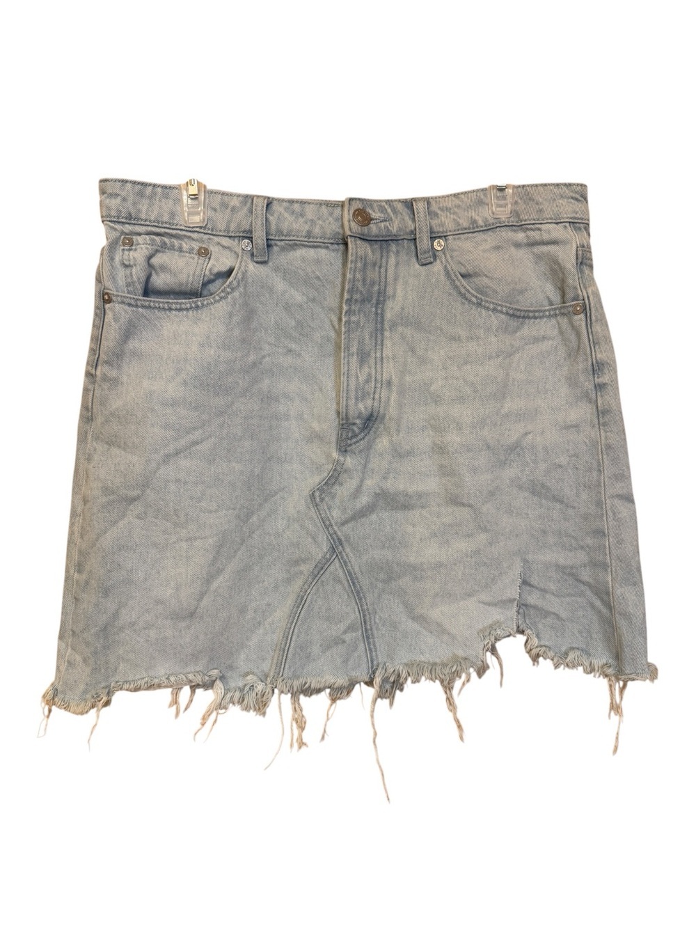 We The Free Raw Hem Light Wash Denim Mini Skirt Size 31